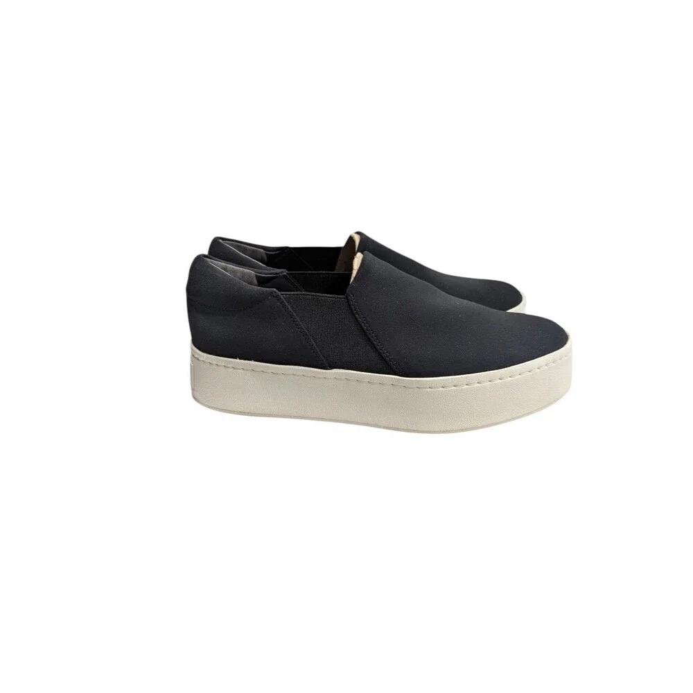 Vince Suede Warren Sneaker 7 M Black White Slip On Double Thick Rubber